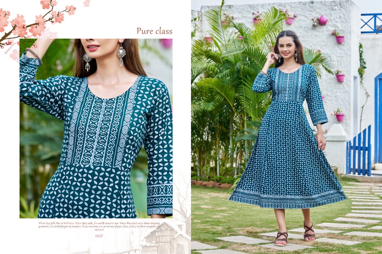 Nidhi By Kinti 1001-1008 Anarkali Kurtis Catalog